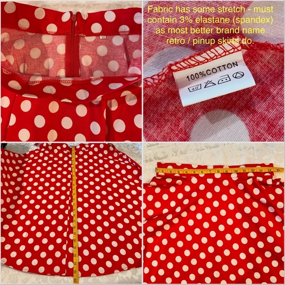 Retro Circle Skirt Red White Polka Dot Disney-Bound Minnie Mouse Med NWOT - Picture 11 of 12